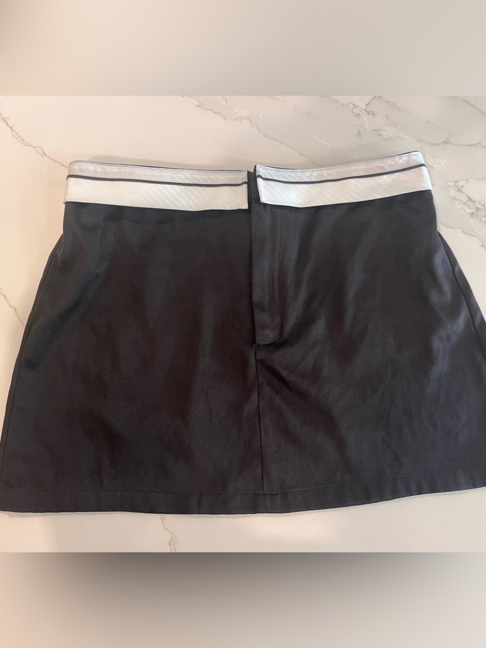 Black Mini Skirt with White Waistband